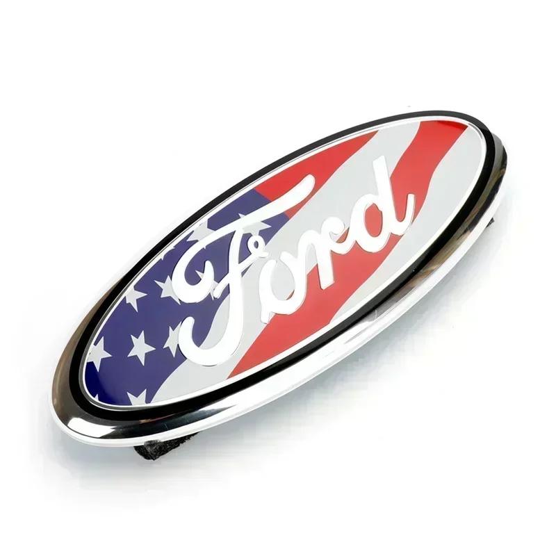 AKD1 7/9 Inch Car Front Grille Badge Trunk Cover Sticker Decal For Ford Logo Fiesta ST Fusion Explorer Escape Shelby Edge Kuga MK6