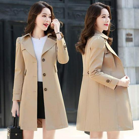 Women's Petite British-Style Trench Coat, Spring/Autumn 2025, Popular Mid-Length Casual Korean Design