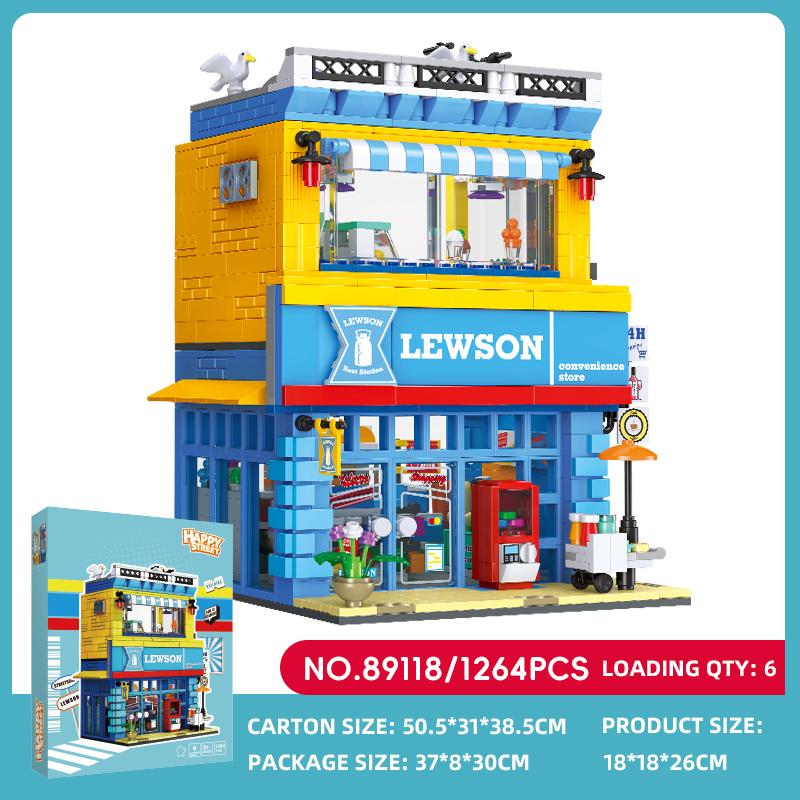 1263+ шт. Уличная сцена Магазин шаговой доступности MOC Строительные блоки Мелкие частицы DIY Модель STEM Образовательная игрушка Подарок на день рождения для детей
