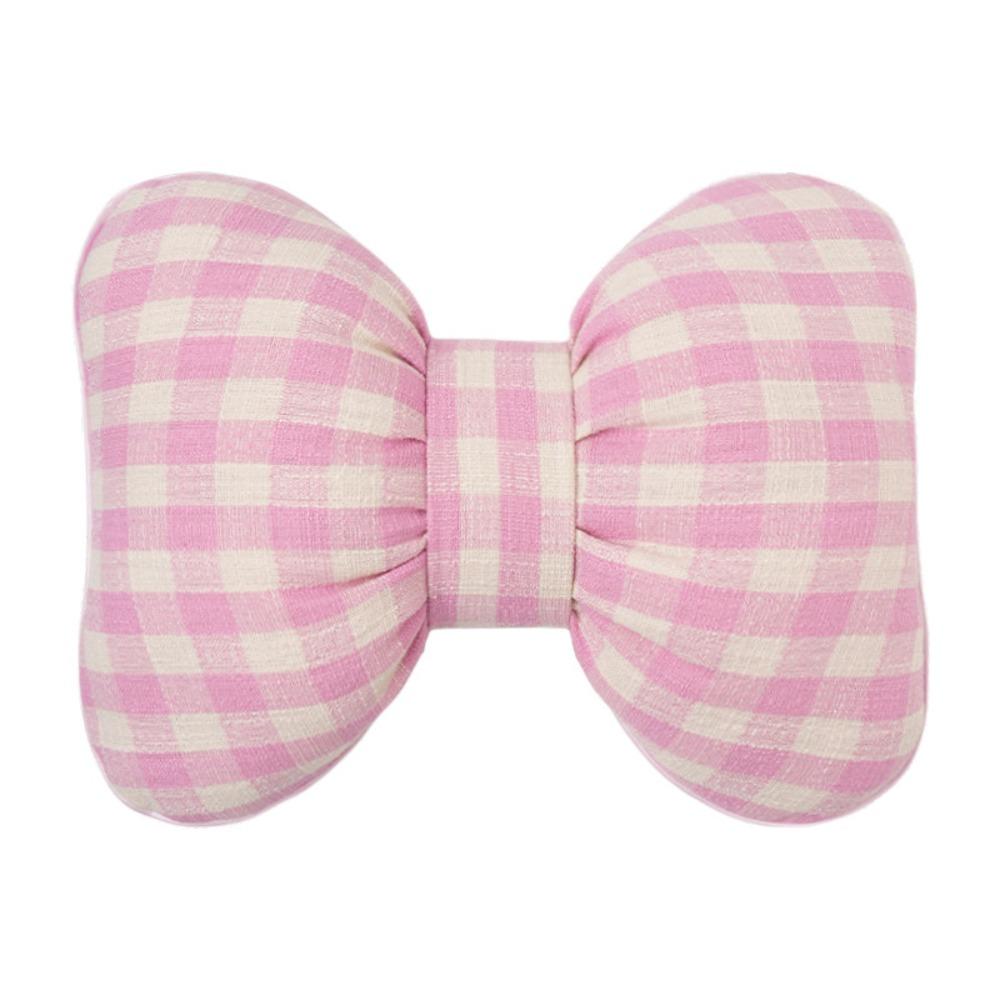 Grid Pattern Bowknot Pillows Plaid Interior Car Seat Cushion Bow Shape Pillow Adults Use