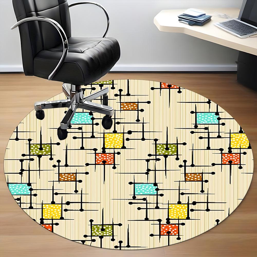 1pc Abstract Pattern Office Round Rug, Non-slip, Soft and Durable Office Rug for Interior Decoration, Perfect for Office, Beautiful Decoration yy26031