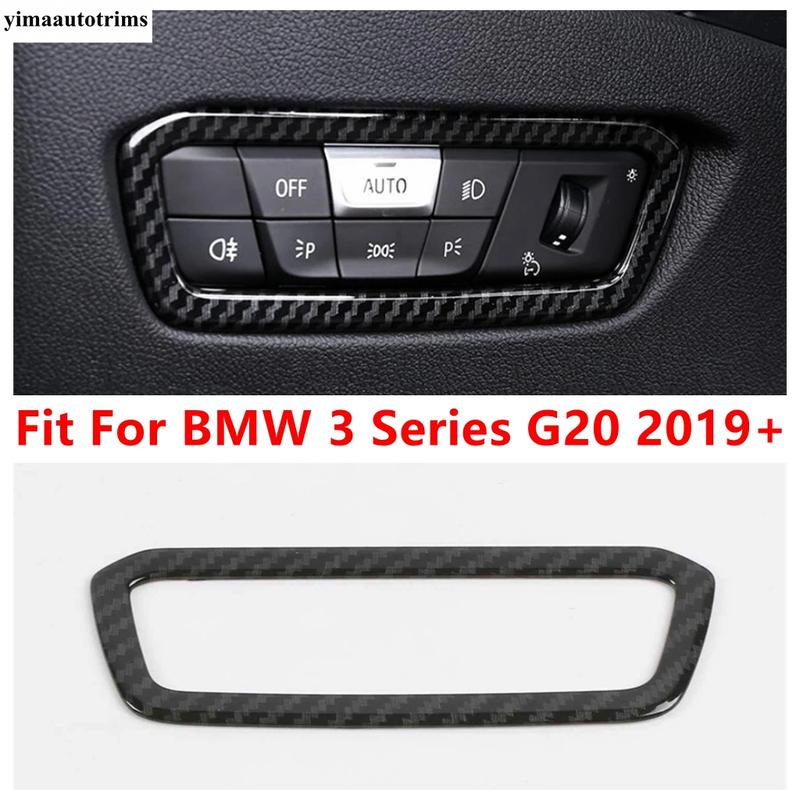 Head Light Lamp Switch Frame Decoration Cover Sticker Trim Carbon Fiber Accessories Interior For BMW 3 Series G20 - 2024