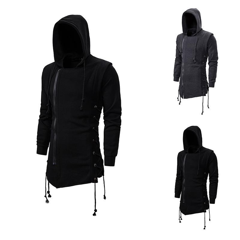 Men's Black Hipster Zipper Hoodies Sweatshirts Hip Hop Casual Hooded Men Streetwear Hoody Tracksuits