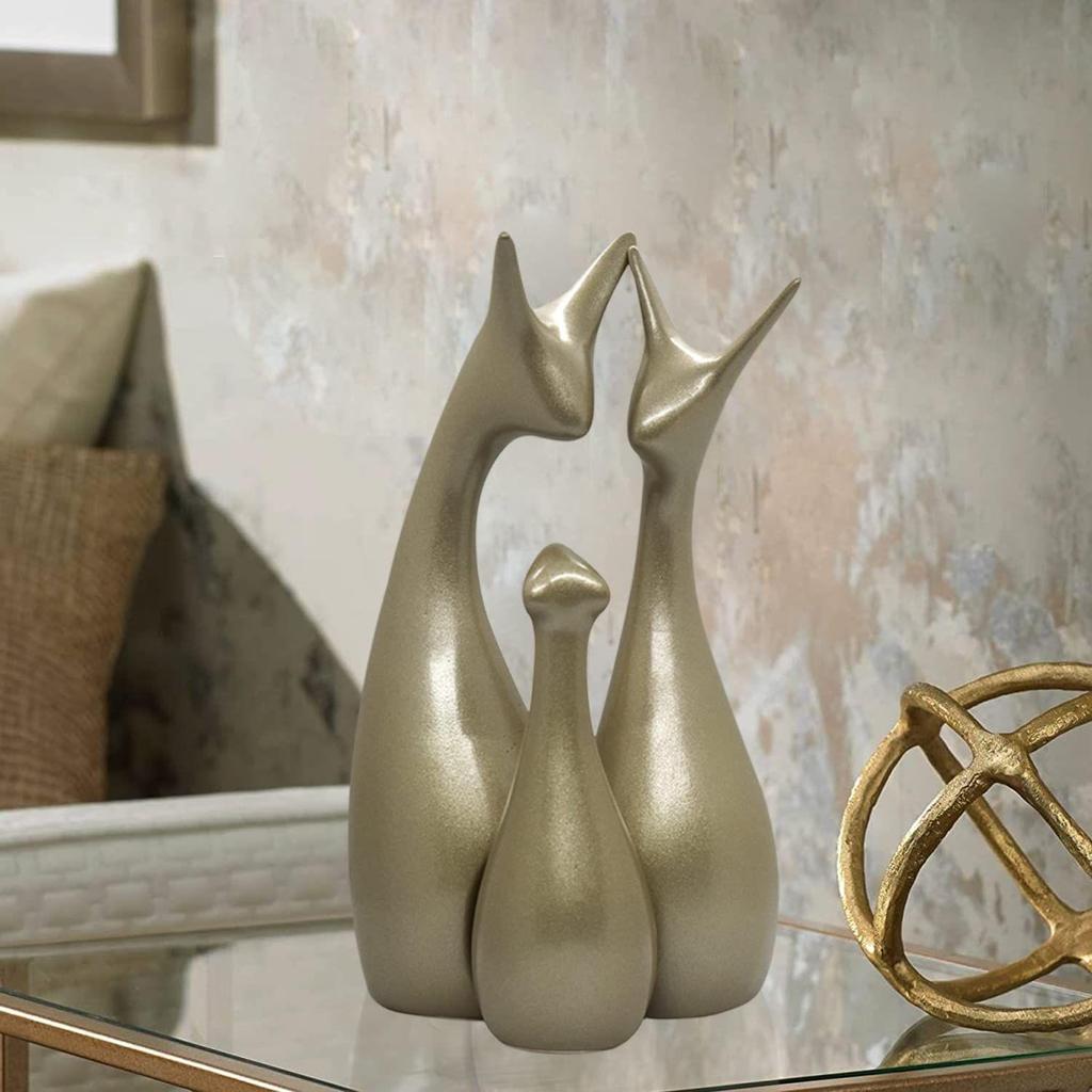 Metallic Laurel Green Home Decor Lucky Deer Family Figurine (Set of 3, Laurel Green)