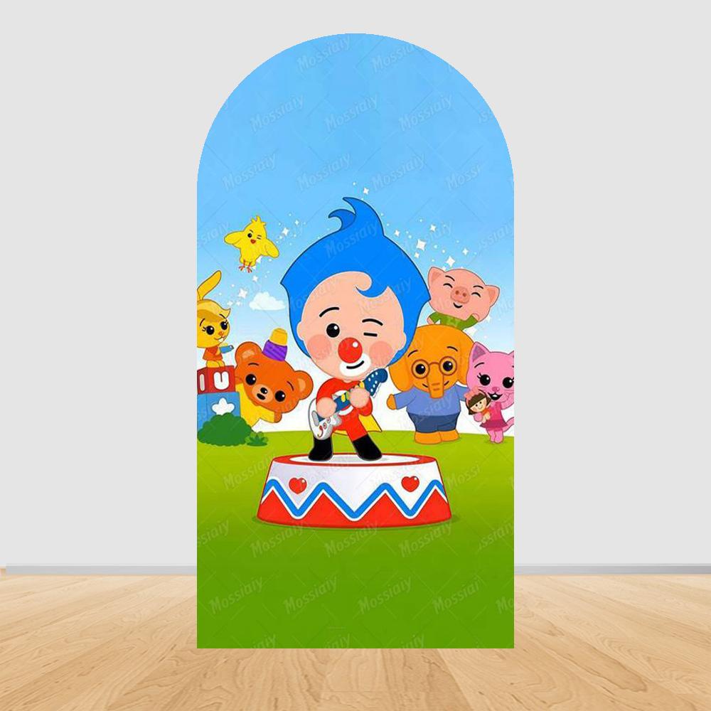 Cartoon Plims Rainbow Circus Arch Background Cover Elastic Fabric Children's Birthday Party Baby Shower Decoration Supplies Prop