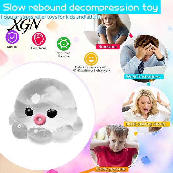 Anxiety Relief Squeeze Toy 1/3Pcs Clear Octopus Stress Mini Sensory Fidget Relieving Sea Animal Hand Relaxation Tool Ball