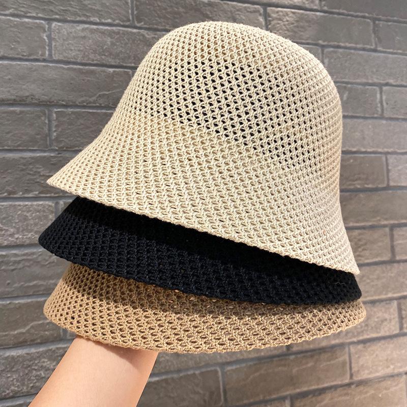 Женская шляпа-ведро, летняя, с вырезом, тонкая, дышащая, солнцезащитная шляпа, женская пляжная панама, кепка, складная, для отдыха на природе, рыболовная кепка