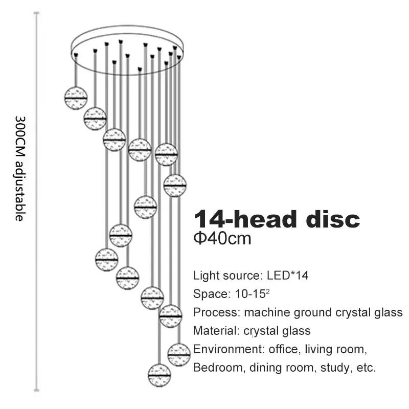 Современная минималистская люстра для гостиной, хрустальный шар, внутреннее освещение, винтовая лестница, светодиодная люстра для спальни, ресторана
