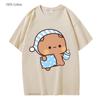 Couple Shirts Kawaii Cute BuBu Panda Going To Sleep with DuDu Bear Graphic Tshirt 100% Cotton Men Women Clothes Long Sleeve Tees