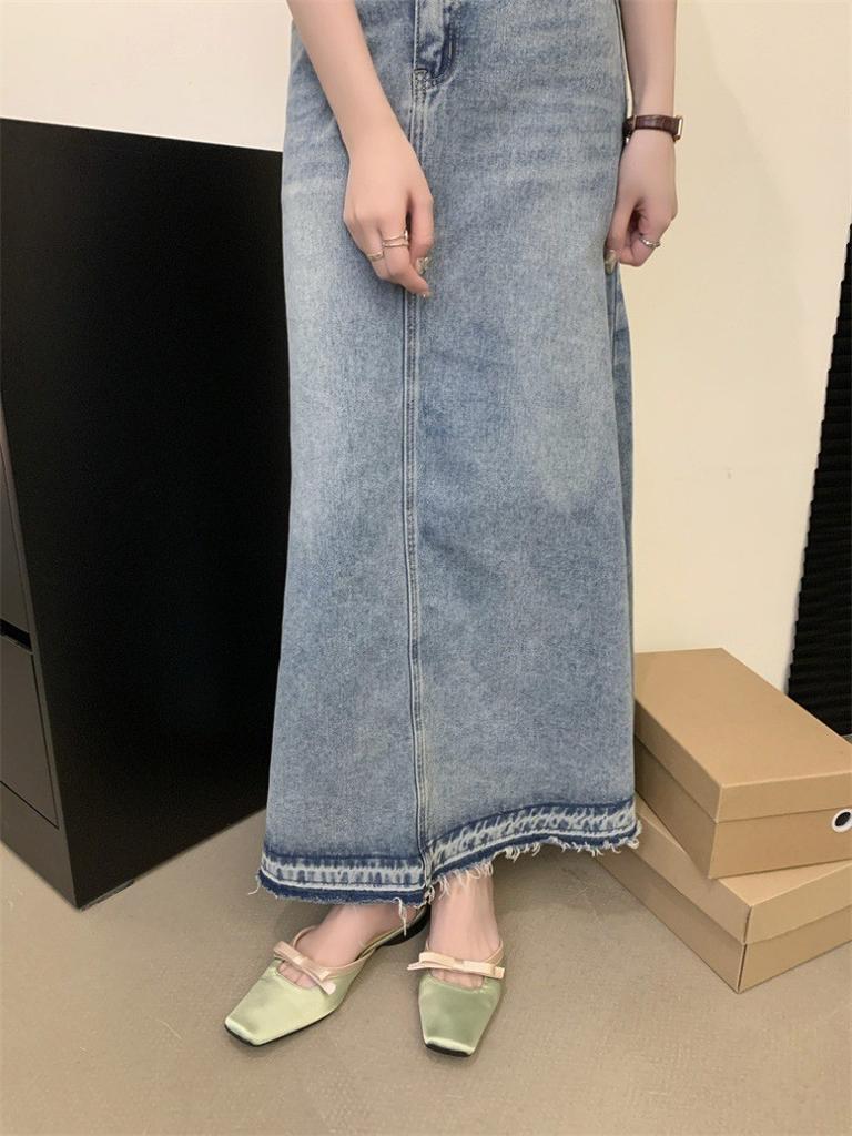 Французские нежные тапочки Baotou в стиле для женщин 2024 года, новые сандалии с бантом, летние тапочки