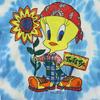 tultex 00-е годы Старая футболка Looney Tunes с Твити, с коротким рукавом, L, синяя, тай-дай, мужская, б/у