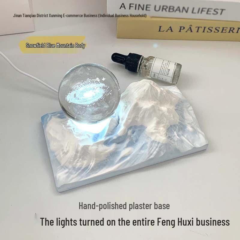 Galaxy Aroma Gradient Blue Diffuser Stone Ornament Night Light - Gift Box for Boys and Girls' Birthday or Graduation