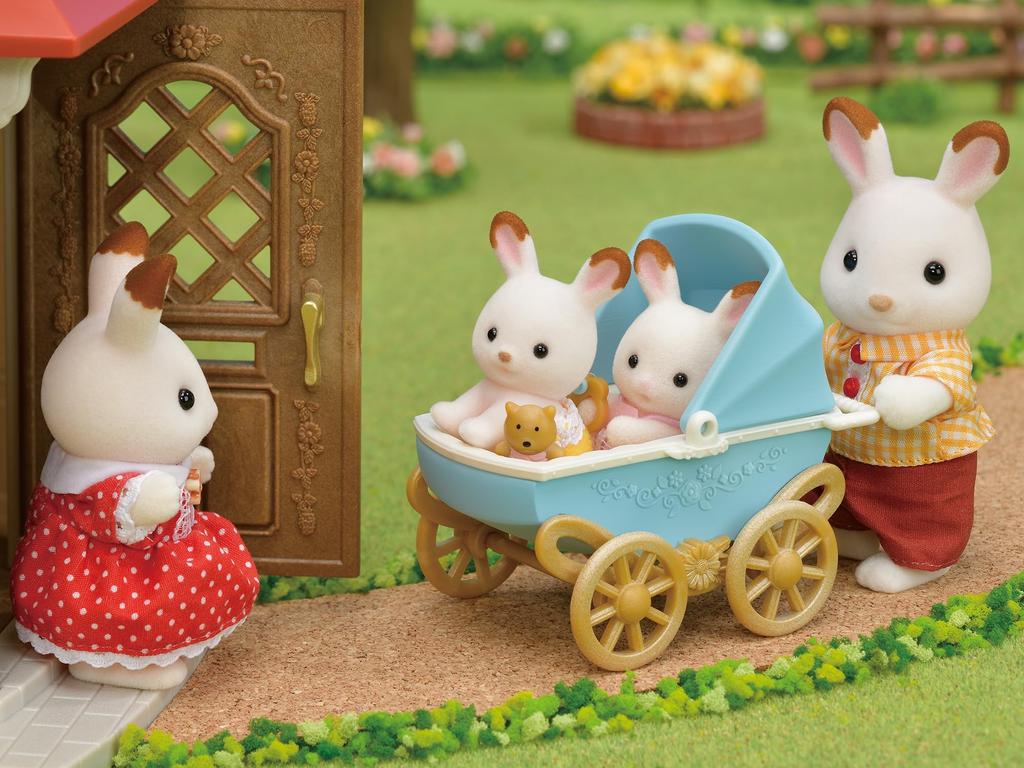 Набор кукол и мебели Sylvanian Families Кролики-близнецы и мебель ST Mark Возраст 3+ и Игрушка Sylvanian Epoch [Шоколадный набор] DF-14 Сертифицировано, Вверх,
