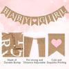 Pre-Strung Baby Girl Burlap Banner, Gender Reveal Banner for Baby Shower Party Decorations (Light Pink Heart)