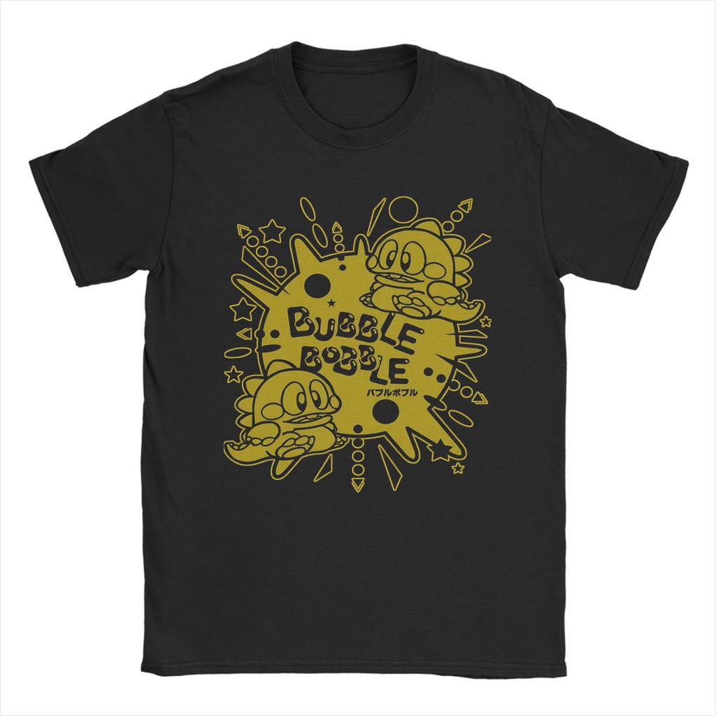 Vintage T Shirt Bubble Bobble Cotton TShirts Hippie Tshirt for Unisex Beach Y2K Fun Custom Logo Short Sleeve Tees