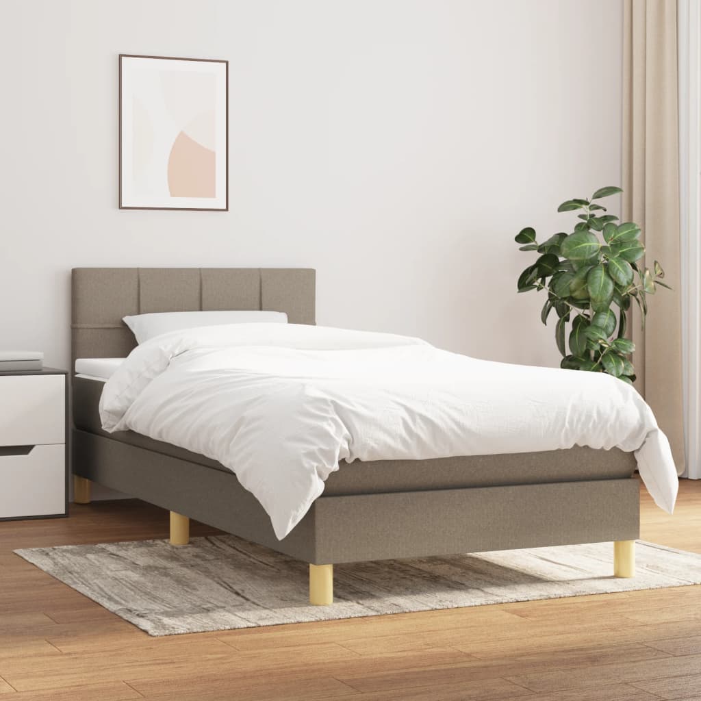 Vidaxl Łóżko Kontynentalne Z Materacem, Taupe, Tkanina, 80X200 Cm