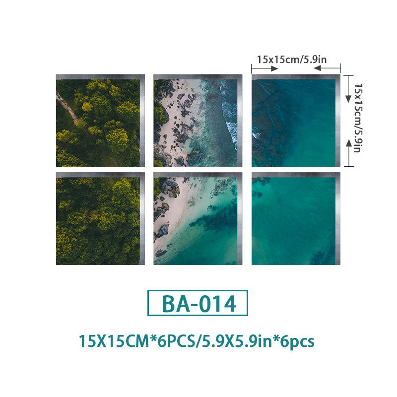 6PCS Ocean Wave Bathtub Sticker Non-slip Waterproof 3D Effect Self-adhesive Bathroom Decal PVC Removable Decorative Mural 15x15cm