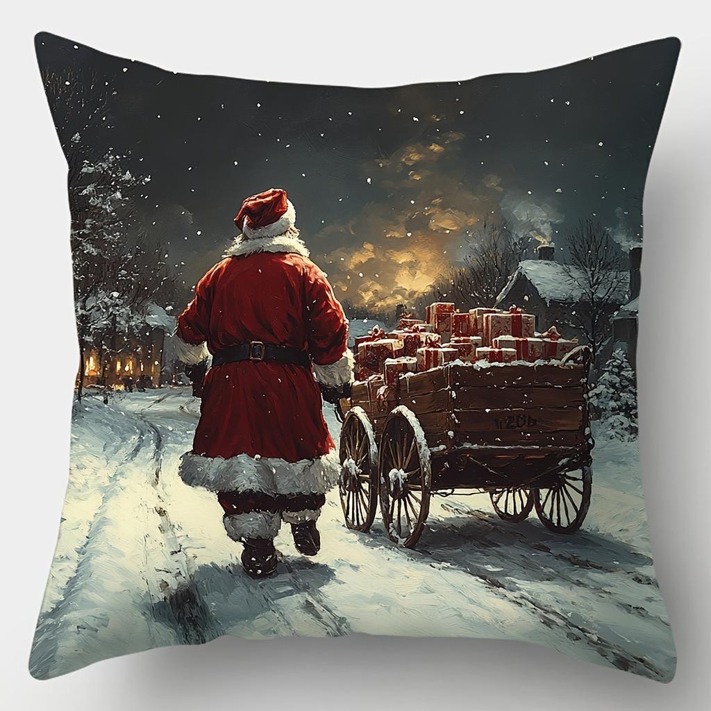 Рождественское украшение наволочка Зимняя снежная сцена Санта-Клаус Снеговик наволочка Чехол для диванной подушки украшение для дома
