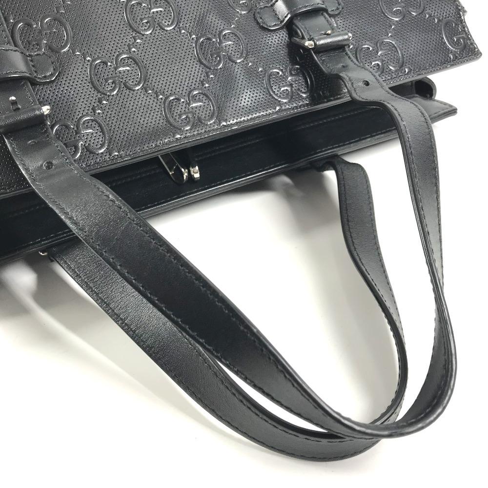 GUCCI 625774 GG embossed logo Bag Tote Bag Shoulder Bag Leather Black