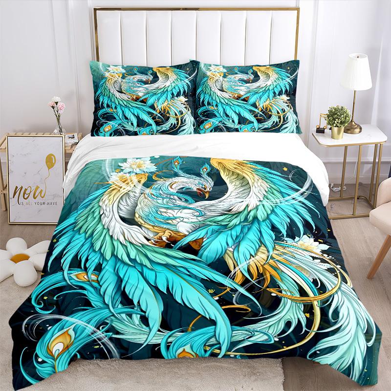 3pcs Fantasy Phoenix Duvet Cover Set - Includes 1 Duvet Cover and 2 Pillowcases, No Quilt Core, All-Season Home Decor yy251111017