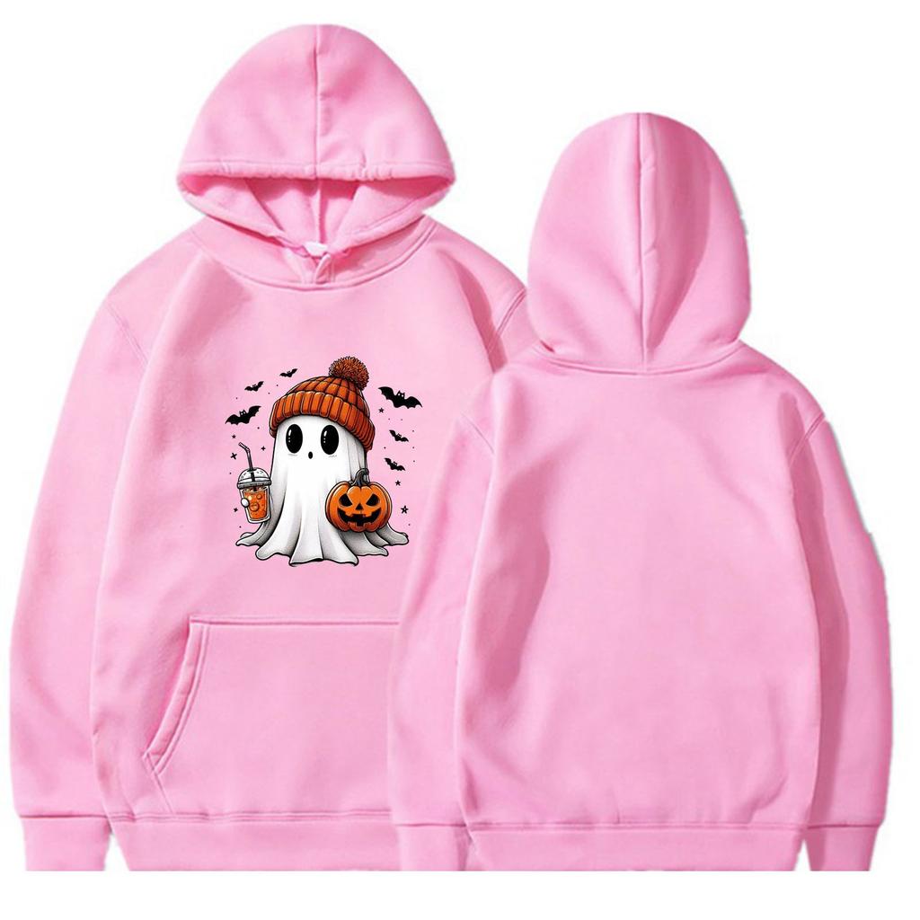 Women's O-neck Long Sleeve Halloween Printed Top Solid Color Hoodie