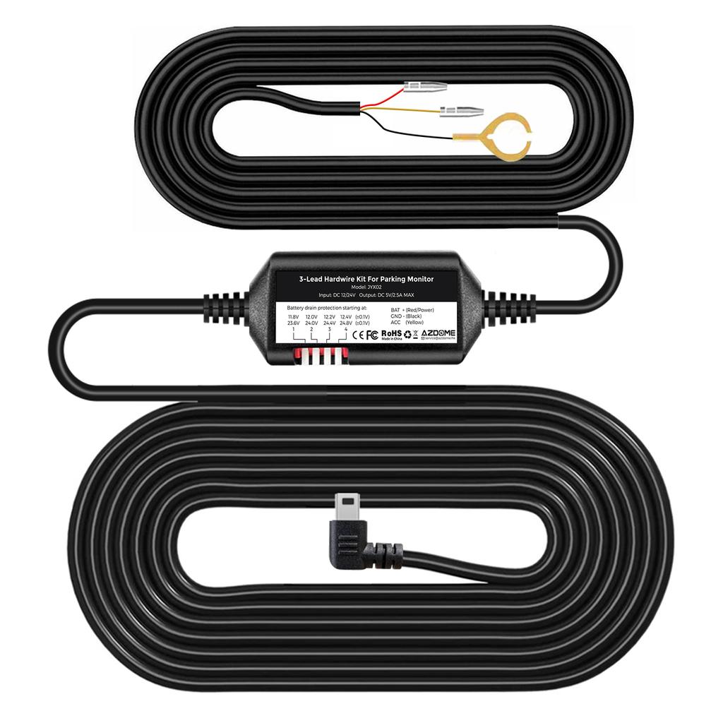 LINGDU OBD Hardwire Kit Type C Port/Micro USB Port/Mini USB for LINGDU D500 LD06 Car Dash Cam Cable Charger 24H Parking Monitor