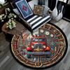 Fire Truck Adventure Round Area Rug Under Office Chairs Bedroom Living Room Home Decor