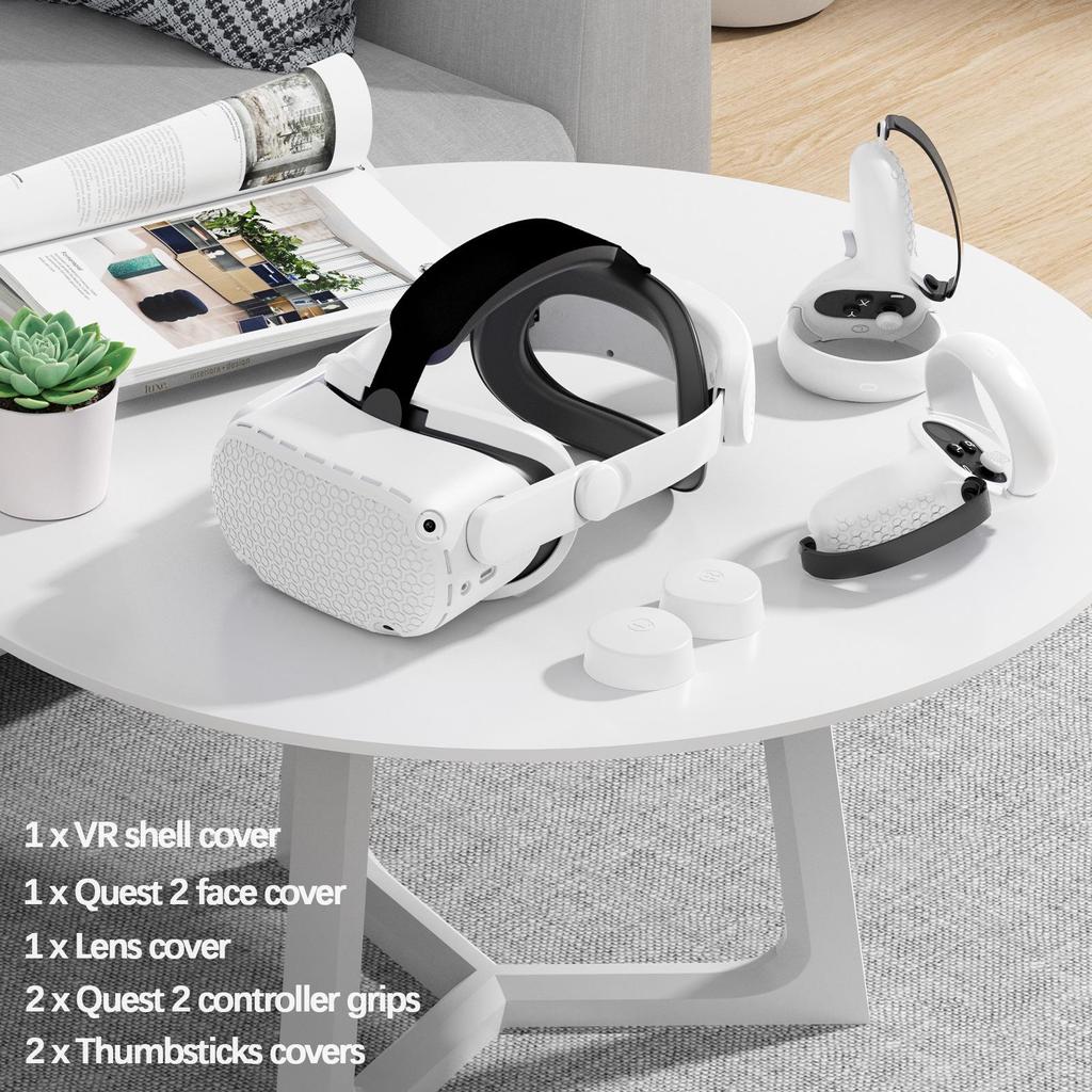 Five-Piece Silicone Protective Case Set for Meta/Oculus Quest 2: VR Controller and Main Unit Covers