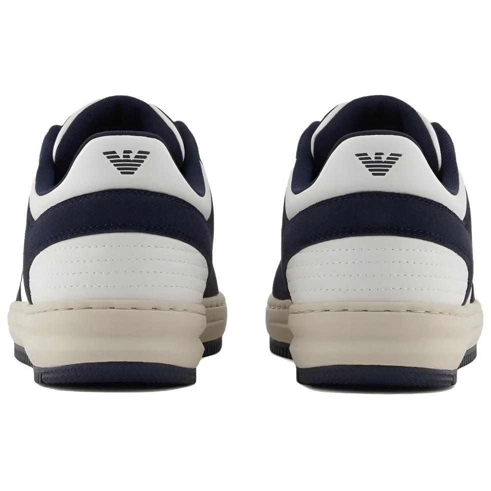 Emporio Armani EA7 Кожаные Низкие Кроссовки на Шнуровке с Круглым Носком Унисекс Синие 7X000346AF18641MZ157