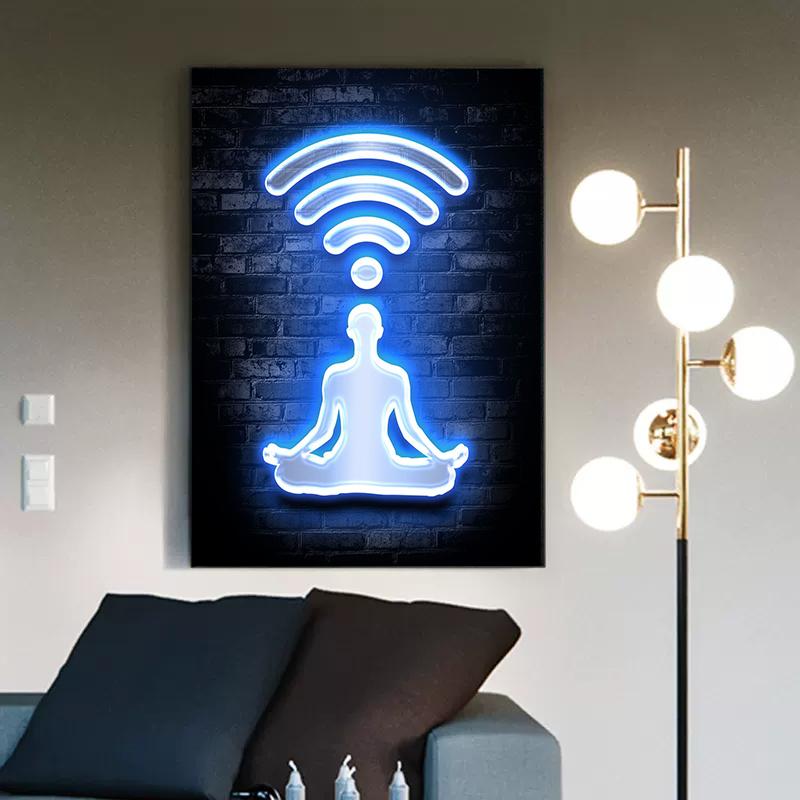 Neon Design Gamepad Game Quote Posters Canvas Painting VR Gaming Girl Wall Art Picture Gamer Boy Room Home Decoration No LED