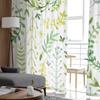 Wreath Green Watercolor Flower Tulle Curtains for Living Room Kitchen Bedroom Sheer Tulle for Cafe Hotel Modern Home Decor