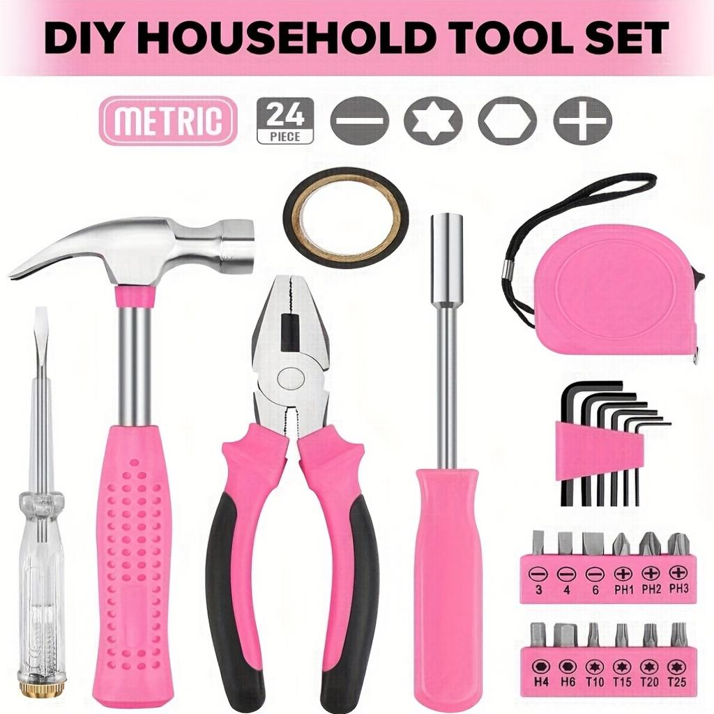 Ladies Only 24 Piece Set, Tool Set. Advanced Tool Kits, Model Making, Including Hammers, Gauges, Screwdrivers and More Designed for Women