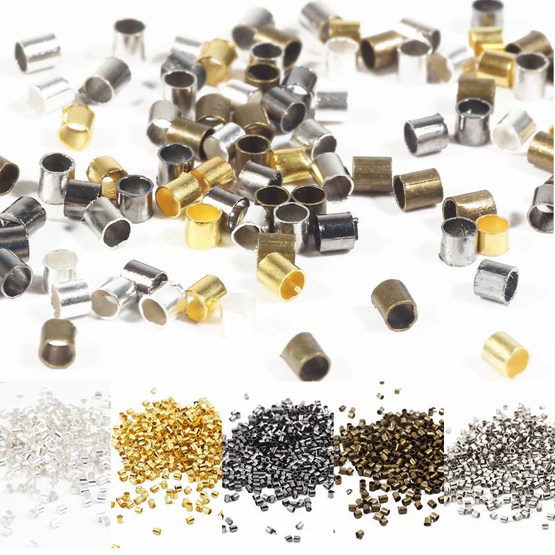 Концевые бусины 500 шт./лот браслеты для изготовления ювелирных изделий своими руками заглушки принадлежности 1,5 2,0 мм обжимные фурнитуры ожерелье медная трубка высокое качество разделительные бусины