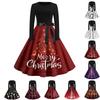 Женское повседневное модное платье винтажного стиля с круглым вырезом и рождественским принтом