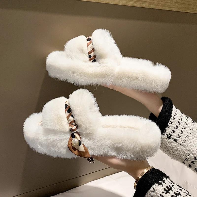 Меховые тапочки женские 2024 новые осенне-зимние модные толстые домашние хлопковые тапочки для отдыха теплые китайские тапочки женские туфли для женщин