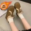 CRLAYDK Snow Shoes для женщин, зимние ботинки на шнуровке, низкие ботинки на платформе, теплые замшевые с меховой подкладкой, удобные кроссовки для ходьбы на открытом воздухе