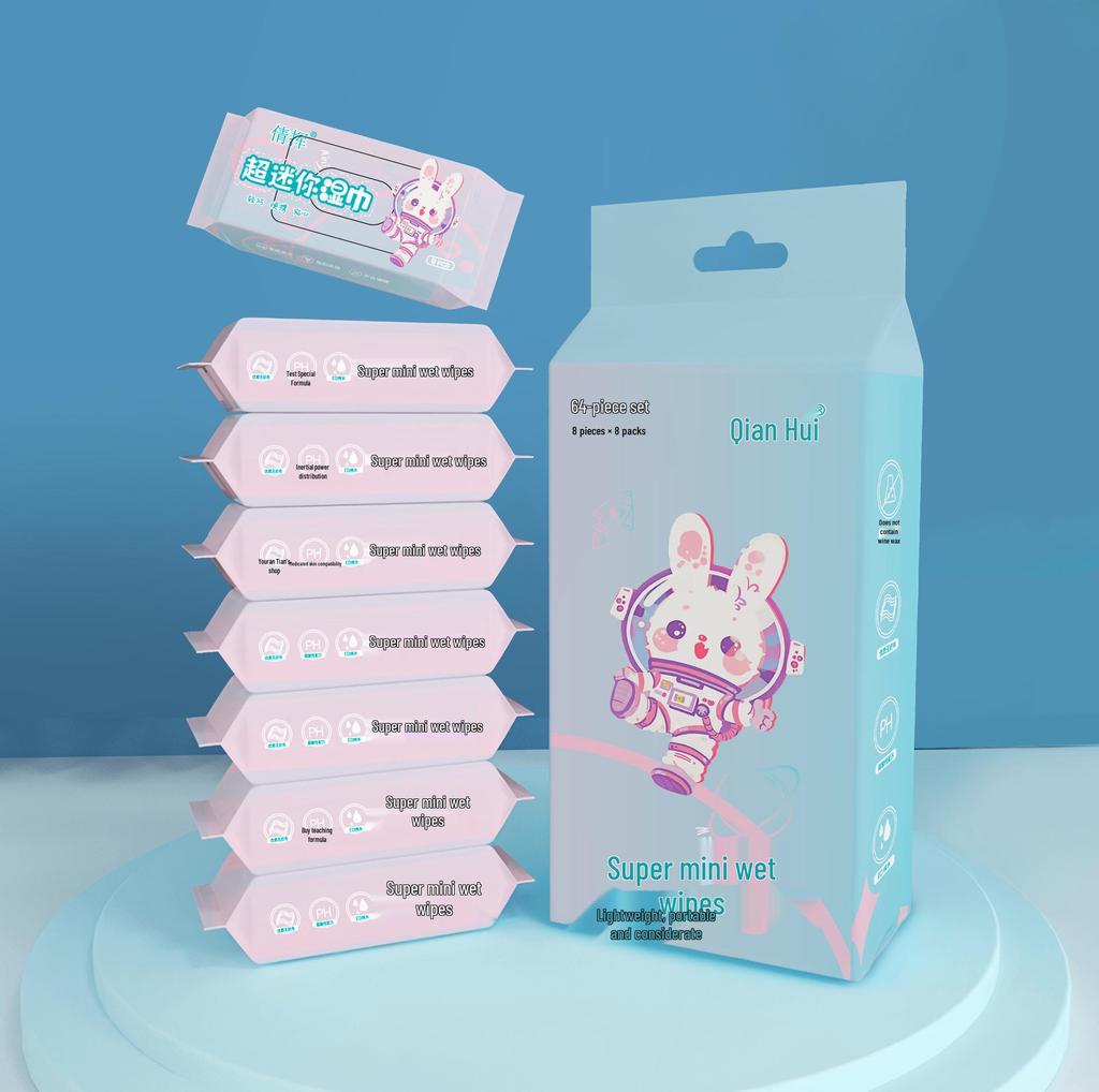 Мини влажные салфетки дорожный набор: 8 детских салфеток в упаковке, специально для детских рук