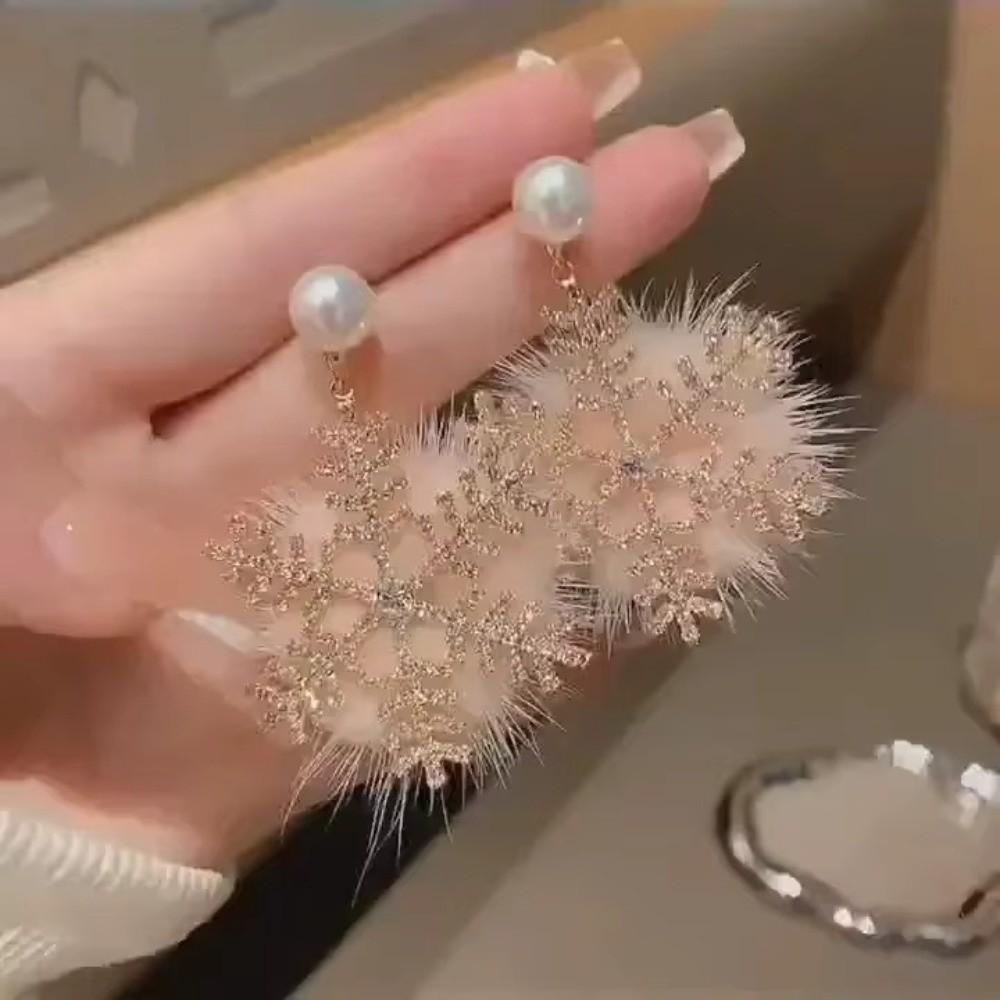 Модные Рождественские Серьги Дизайн Снежинка Бант Длинные Рождественские Серьги Жемчужные Пусеты Ювелирные Аксессуары