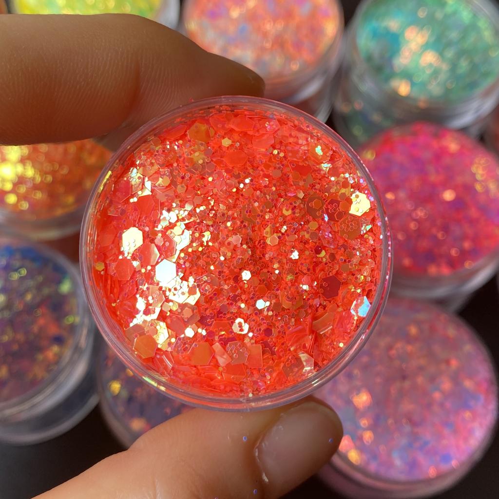 High Sparkly Polyester Iridescent Glitter Chunky Mix Snow Globe Tumbler Makeup PET Glitter