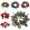Plastic Christmas Wreath Artificial Flower Pine Candlestick Garland  Dining Table