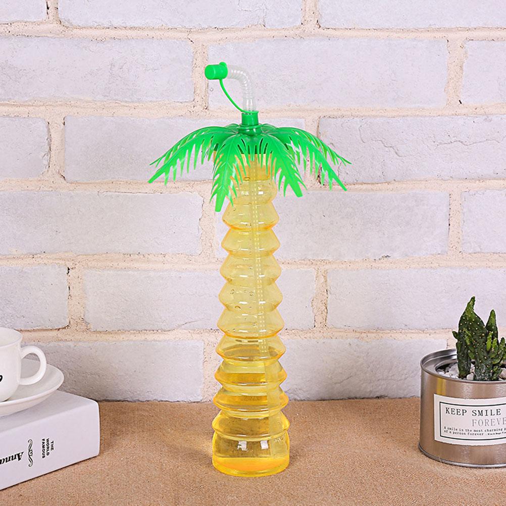 5 Pcs Coconut Drink Cup Birthday Party Cups Water Straw Tree Tropical Bottle Palm Table