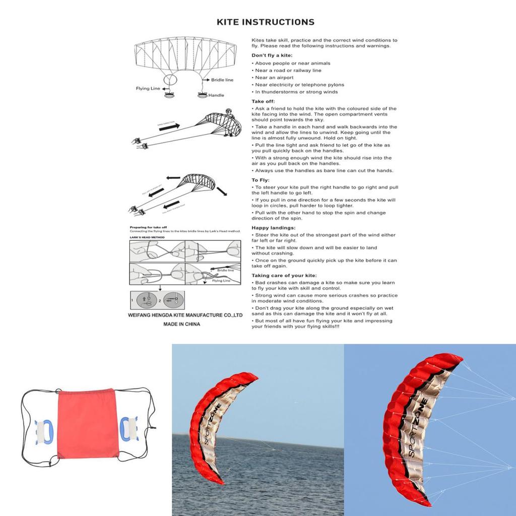 2,5 м Двухстрочный Парафойл Парашют Каскадер Спорт Пляж Уличные Игрушки Красный Воздушный Змей Премиум Клетчатая Ткань**