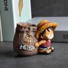 Аниме One Piece Luffy, смоляные офисные держатели для ручек, коллекционная обезьяна D Luffy, 10 см, настольный держатель для карандашей, экшн-фигурка, офисное использование