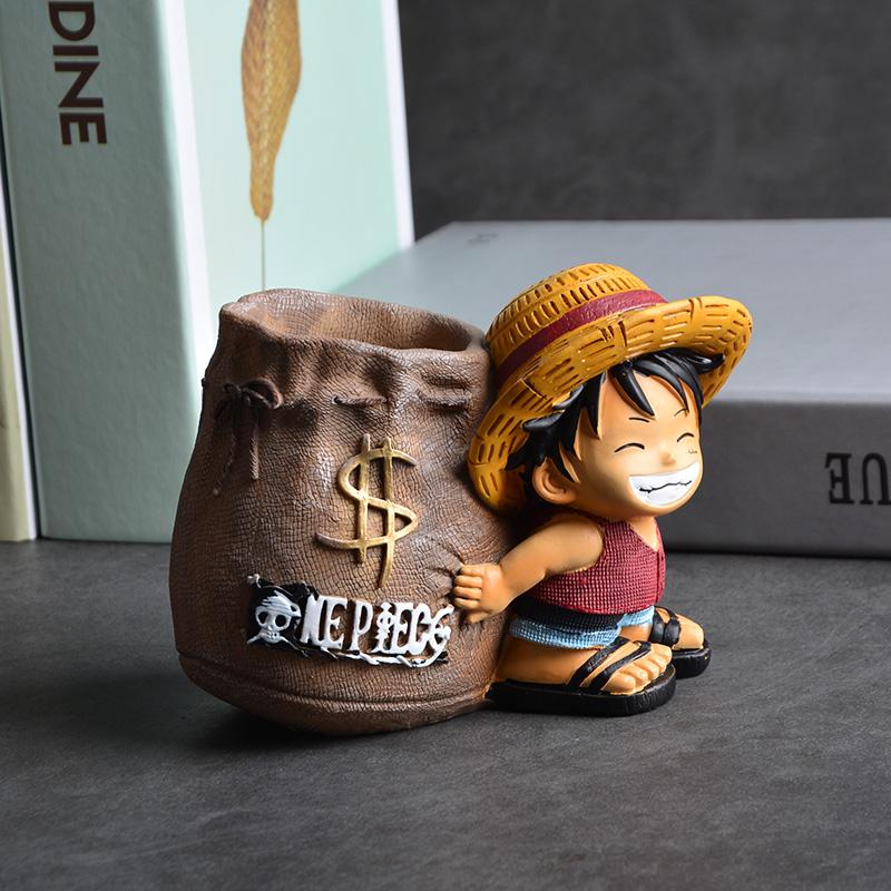 Аниме One Piece Luffy, смоляные офисные держатели для ручек, коллекционная обезьяна D Luffy, 10 см, настольный держатель для карандашей, экшн-фигурка, офисное использование