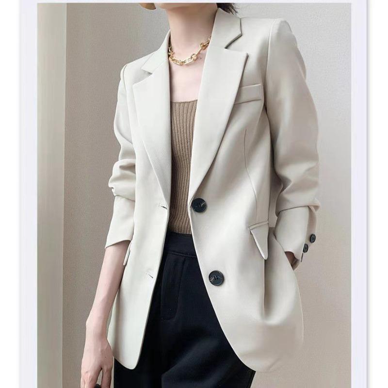 Spring and Autumn New Blazer, High-end Casual Design, Small Suit, Solid Color Top Woman