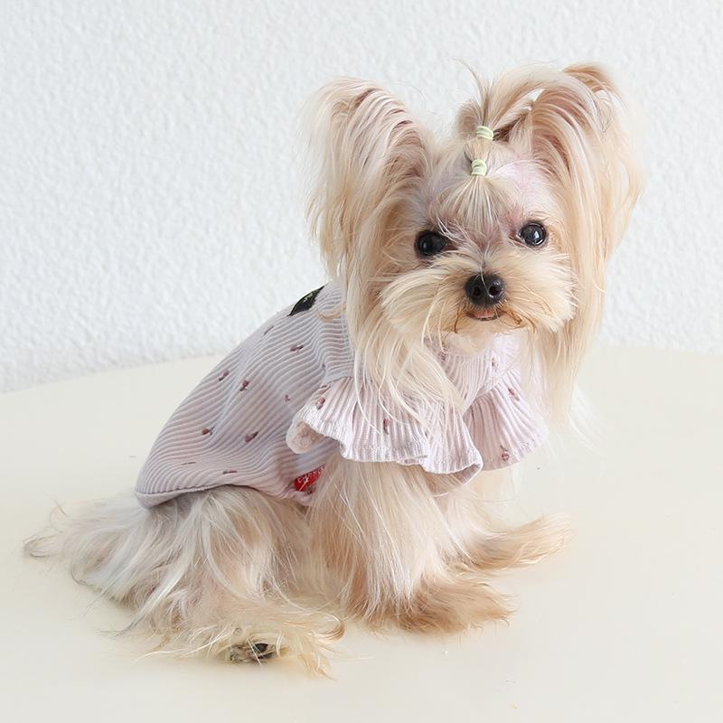 Petstyle 2024 Осень/Зима Рубашка с высоким воротником в рубчик с лацканами и рукавами-крылышками с кошачьим принтом