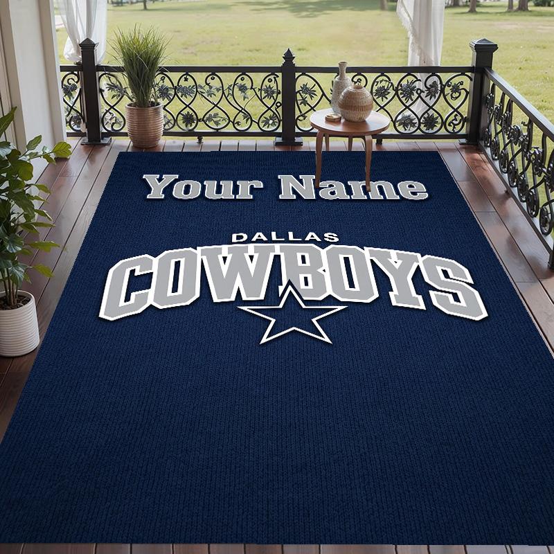 Custom Text Printed Rug Dallas Cowboys Non Slip Floor Carpet For Home Room Decor