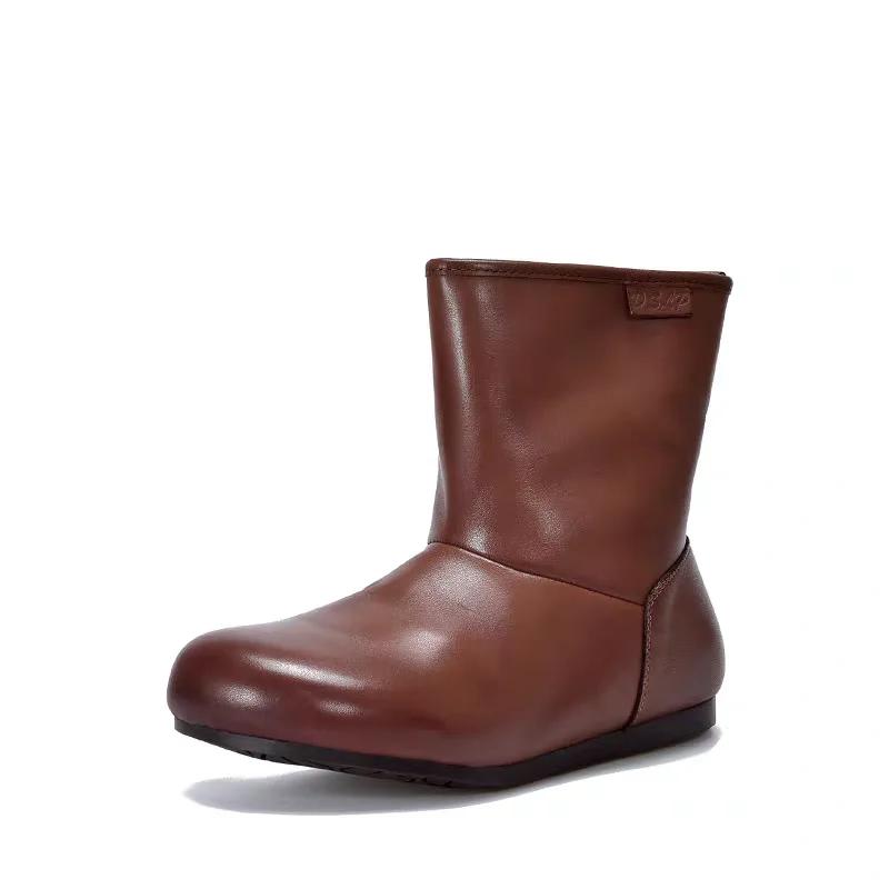 Модная повседневная модная зимняя женская обувь 2024 года, удобные и теплые женские зимние сапоги, водонепроницаемые и нескользящие женские кожаные сапоги