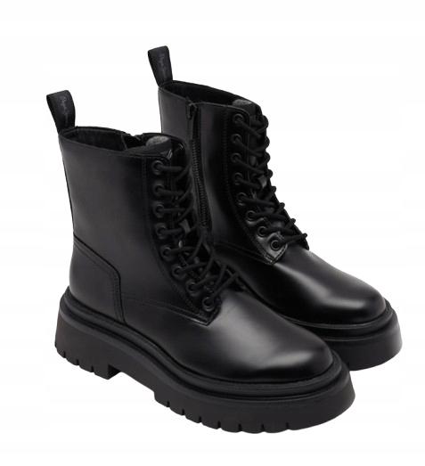 Pepe Jeans Queen Bass Damskie Buty Czarne Botki Sznurowane 41 Awe
