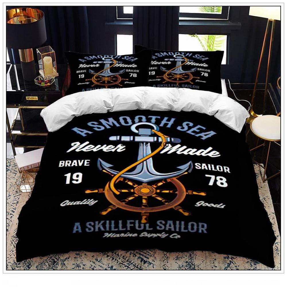 Комплект постельного белья Anchor Ocean Style, пододеяльник, односпальный, двуспальный, домашний текстиль с наволочкой для детей, мальчиков, домашний декор, мягкий пододеяльник